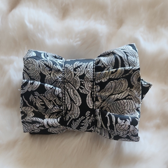 White House Black Market Black and Silver Floral Clutch - Picture 8 of 8